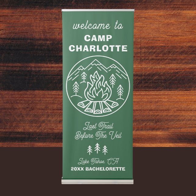 Mountains Green White Camp Bachelorette Welcome Retractable Banner (Mountains Green White Camp Bachelorette Welcome Retractable Banner
)