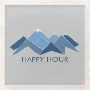 Mountains Happy Hour Glass Coaster