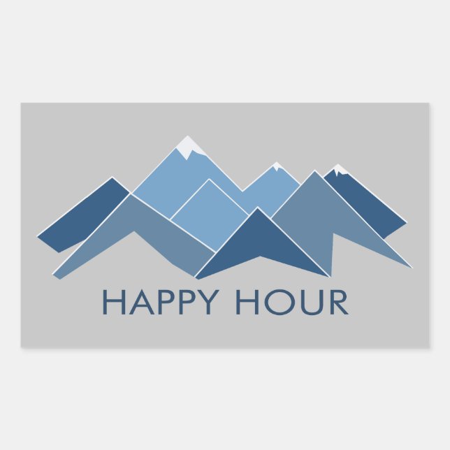 Mountains Happy Hour Rectangular Sticker (Front)