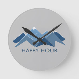 Mountains Happy Hour Round Clock