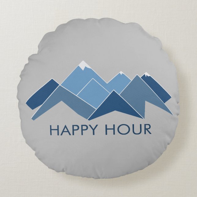 Mountains Happy Hour Round Pillow (Front)