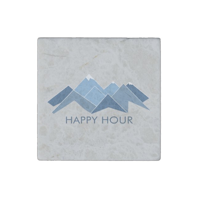 Mountains Happy Hour Stone Magnet (Front)