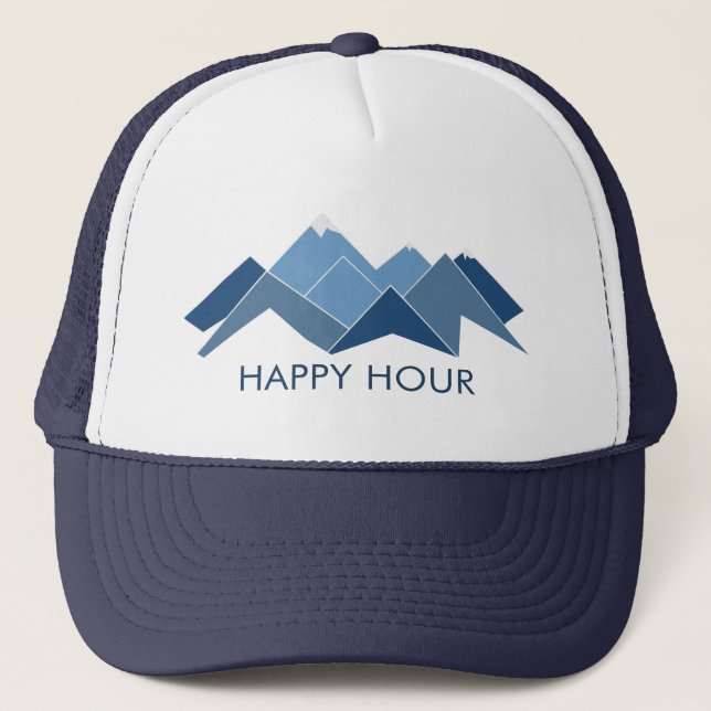 Mountains Happy Hour Trucker Hat (Front)