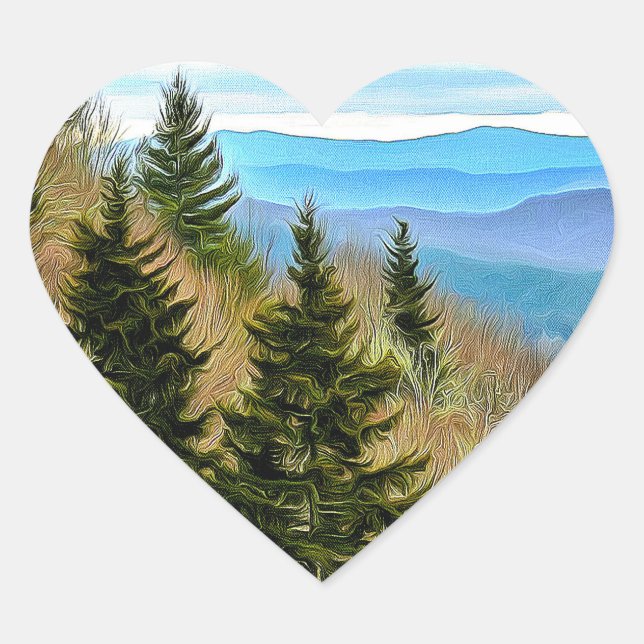 Mountains Heart Sticker (Front)
