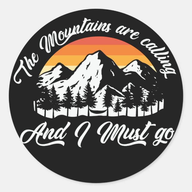 Mountains Hiking Adventure  Classic Round Sticker (Front)
