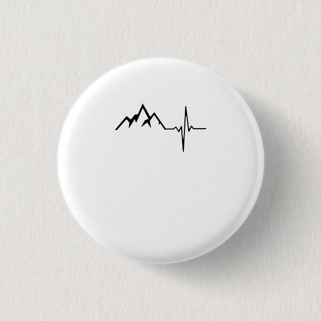 Mountains Hiking Heartbeat Button (Front)