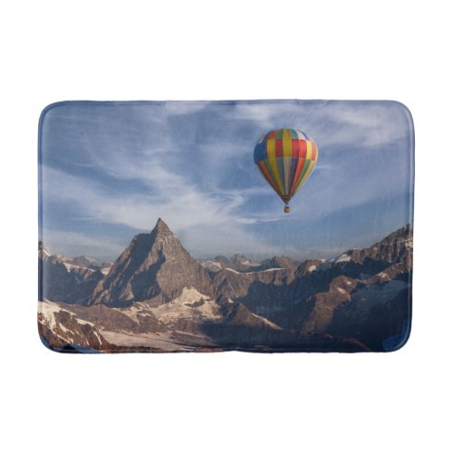 Mountains  Hot Air Balloon Matterhorn Swiss Alps Bath Mat