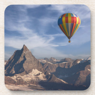Mountains Hot Air Balloon Matterhorn Swiss Alps Beverage Coaster