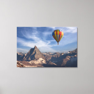 Mountains Hot Air Balloon Matterhorn Swiss Alps Canvas Print