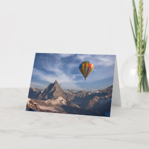 Mountains Hot Air Balloon Matterhorn Swiss Alps Card