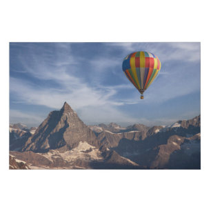 Mountains Hot Air Balloon Matterhorn Swiss Alps Faux Canvas Print