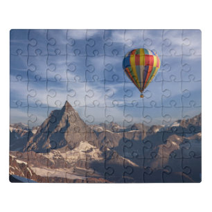 Mountains Hot Air Balloon Matterhorn Swiss Alps Jigsaw Puzzle
