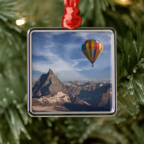 Mountains  Hot Air Balloon Matterhorn Swiss Alps Metal Ornament