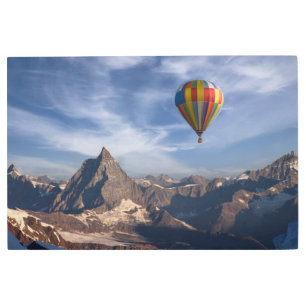 Mountains   Hot Air Balloon Matterhorn Swiss Alps Metal Print