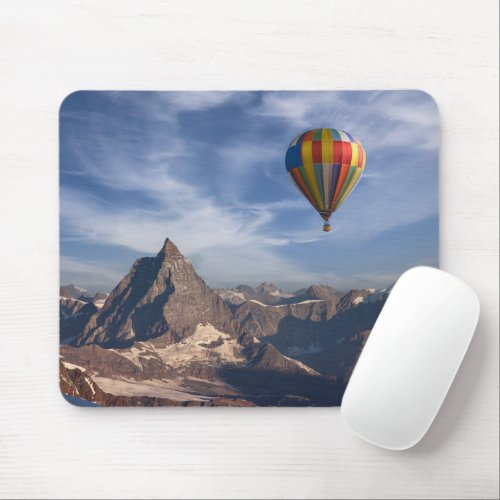 Mountains  Hot Air Balloon Matterhorn Swiss Alps Mouse Pad