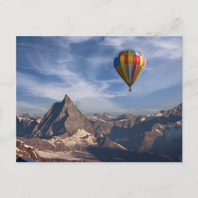 Mountains | Hot Air Balloon Matterhorn Swiss Alps Postcard (Front)