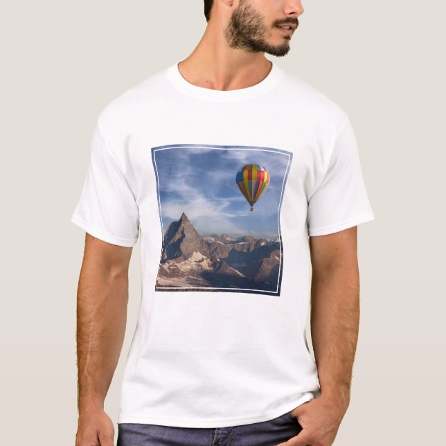 Mountains | Hot Air Balloon Matterhorn Swiss Alps T-Shirt (Front)
