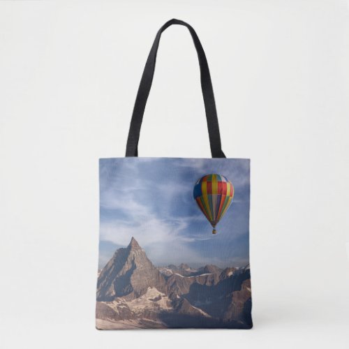 Mountains  Hot Air Balloon Matterhorn Swiss Alps Tote Bag
