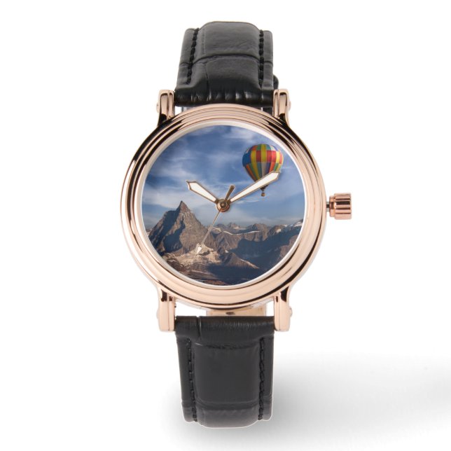 Mountains | Hot Air Balloon Matterhorn Swiss Alps Watch (Front)