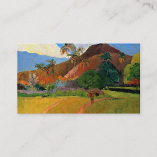Mountains in Tahiti Gauguin painting warm colorful Business Card