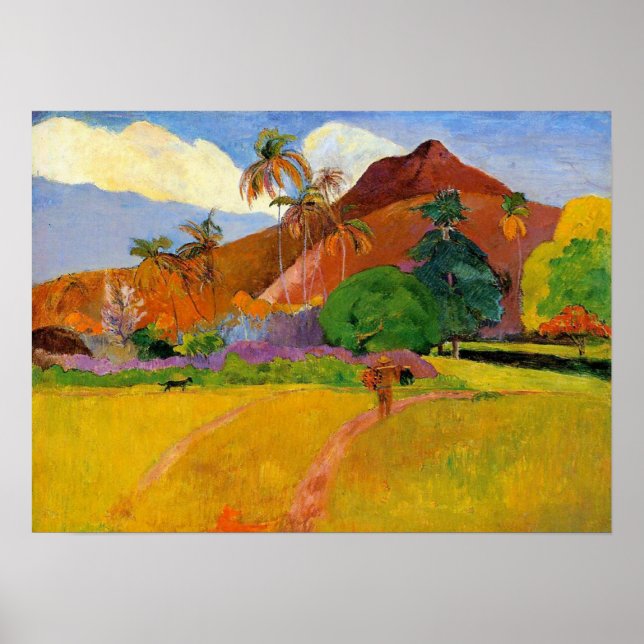 'Mountains in Tahiti' - Paul Gauguin Print (Front)