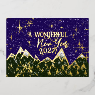 Mountains in the night - New Year Card