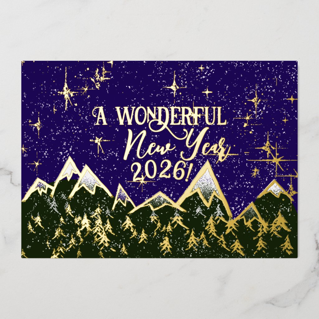 Mountains in the night - New Year Card