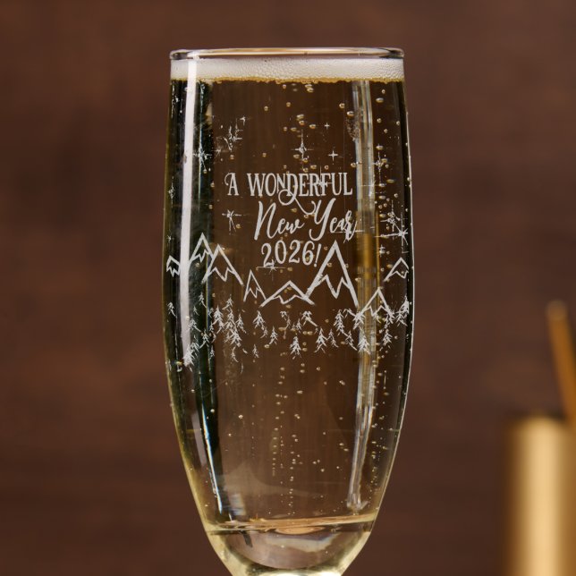 Mountains in the night - New Year engraved Champagne Flute (Creator Uploaded)