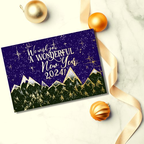 Mountains in the night _ new year  foil invitation
