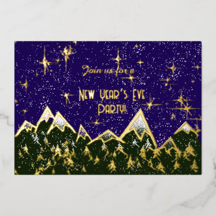 Mountains in the night - New Year’s Eve party gold Foil Invitation