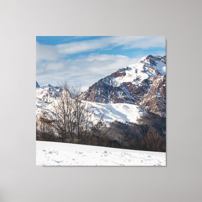 Mountains in winter in Spain, Canfranc Canvas Print (Front)