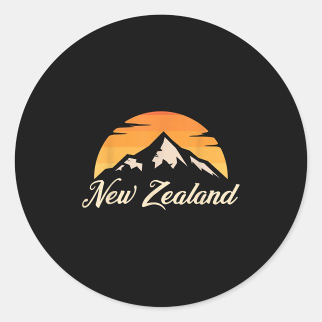 Mountains Kiwi Rugby Lover Gift New Zealand  Classic Round Sticker (Front)