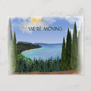 Mountains Lake Forest Watercolor Change Address Announcement Postcard