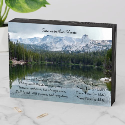 Mountains Lake Reflection Those We Love Memorial Wooden Box Sign