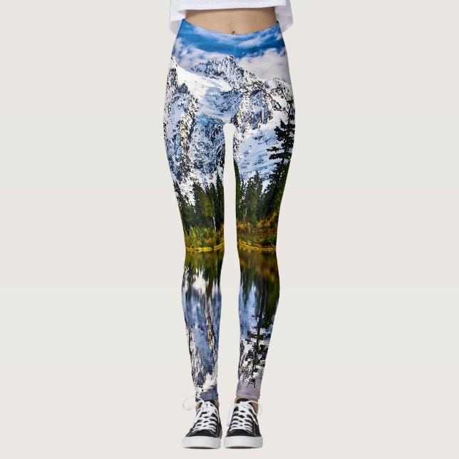 Mountains - Lake - Snow - Nature Leggings (Front)