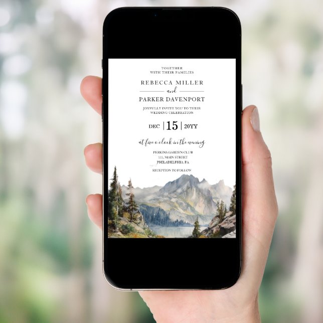 Mountains lake Wedding invitation (Front Digital)