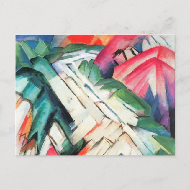 Mountains (Landscape) by Franz Marc, Vintage Art Postcard (Front)
