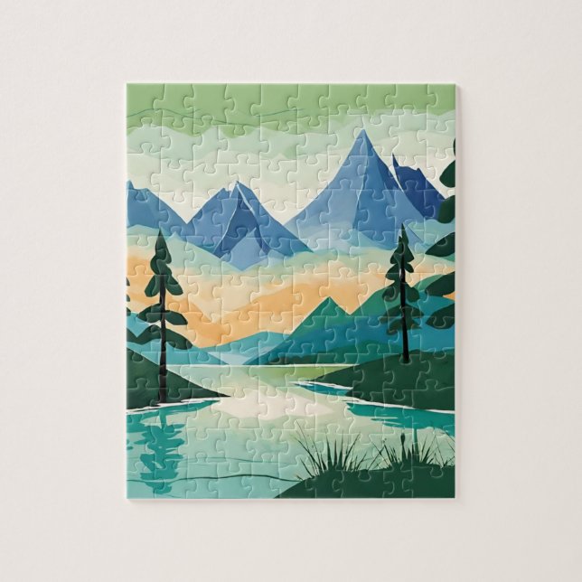 Mountains Landscape Nature River Scenery Picture Jigsaw Puzzle (Vertical)