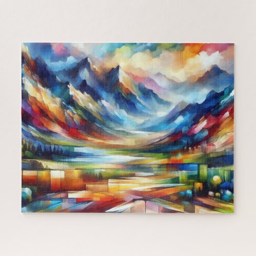 Mountains Landscape Painting AI Generated Art Jigsaw Puzzle