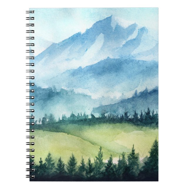 Mountains landscape, watercolor artistic illustrat notebook (Front)