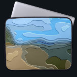 MOUNTAINS LAPTOP SLEEVE<br><div class="desc">A bright, colourful abstract design of a mountain view, with blue sky, rock and trees.</div>