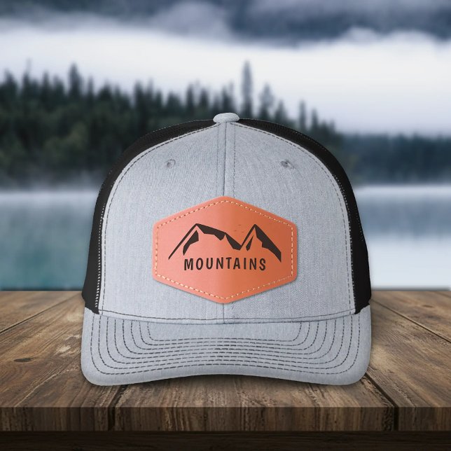 Mountains Leather Patch Hat (Mountains Leather Patch Cap)