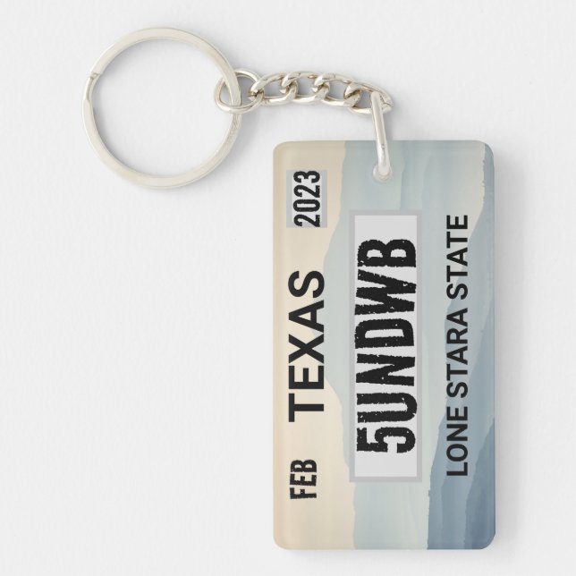 mountains license plate keychain (Front)