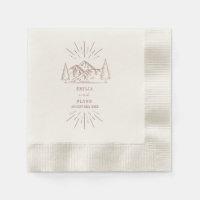Mountains Line Art Terracotta Wedding Napkins