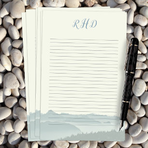 Mountains Lined Writing Paper Monogrammed