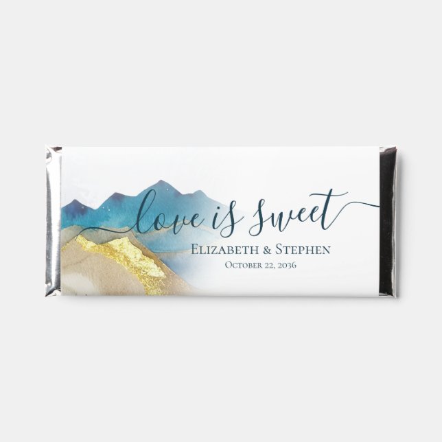 Mountains Love Is Sweet Wedding Hershey Bar Favors (Front)