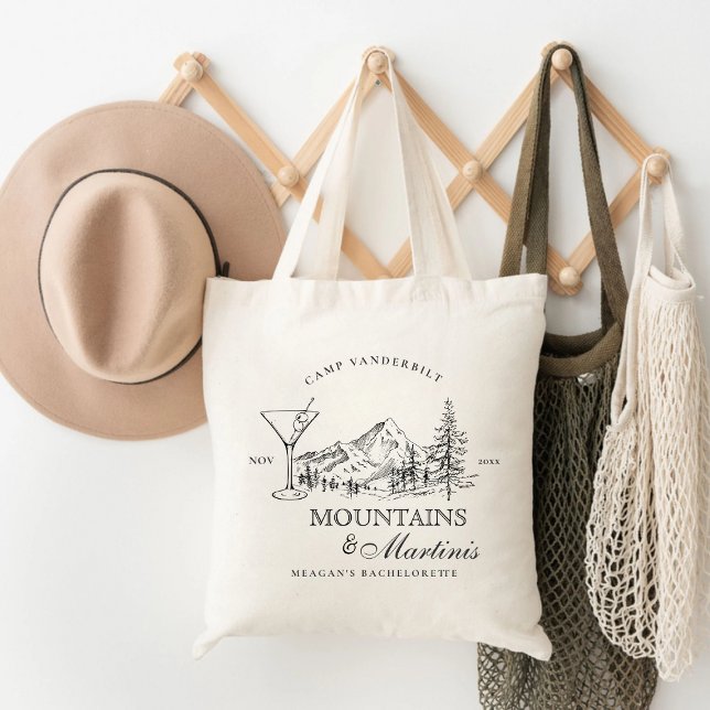 Mountains & Martinis Camp Bachelorette Favor Tote Bag (Creator Uploaded)