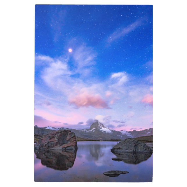 Mountains | Matterhorn & Lake Stellisee Metal Print (Front)