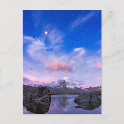 Mountains  Matterhorn  Lake Stellisee Postcard