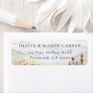 Mountains Meadow Wildflowers Colorful Wedding Label
